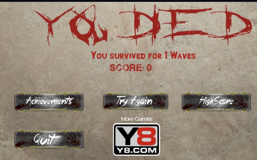 Actual game-over screen showing survival count, score and Try Again