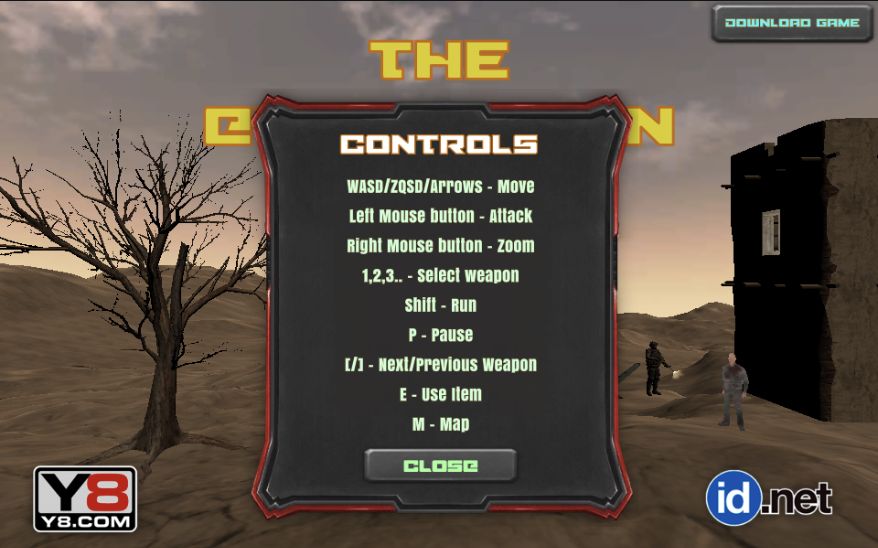 Actual Controls panel listing movement, weapon, interaction and map keys